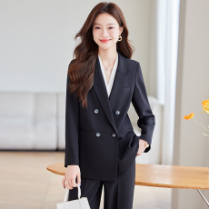 批发简约干练长袖西装外套女秋季新款高级感通勤西服套装