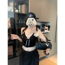 批发实拍实价~<b class='q'>大码</b>女装蝴蝶结蕾丝吊带背心花边内搭外穿上衣