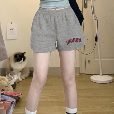 批发纯棉华棉三分短<b class='q'>裤</b>女夏季高腰<b class='q'>宽松</b>显腿长休闲运动热<b class='q'>裤</b>