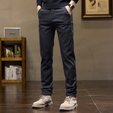 批发实拍2025秋季新款休闲裤男百搭直筒裤弹力半松紧腰轻商务通勤裤子