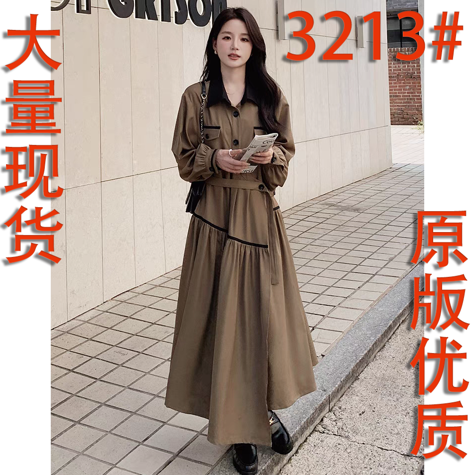 LN56950# 长袖连衣裙女秋新款设计感不规则宽松休闲大码长裙 服裝批發女裝批發服飾貨源