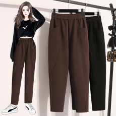 批发2026实拍大码春季显瘦高腰直筒<b class='q'>九分</b><b class='q'>哈伦裤</b>休闲小脚裤萝卜烟管裤