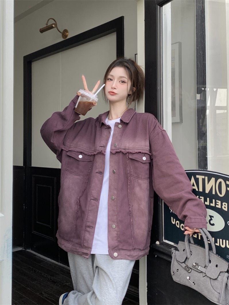 실사 정가 레트로 홍콩 느낌 술 데님 여성 코트 봄 가을 다용도 작은 대중 루즈핏 BF 바람 캐주얼 재킷