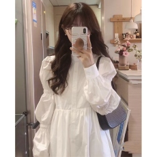 批发2026新款女装春秋季穿搭法式白色长袖衬衫连衣裙子小香温柔风长裙