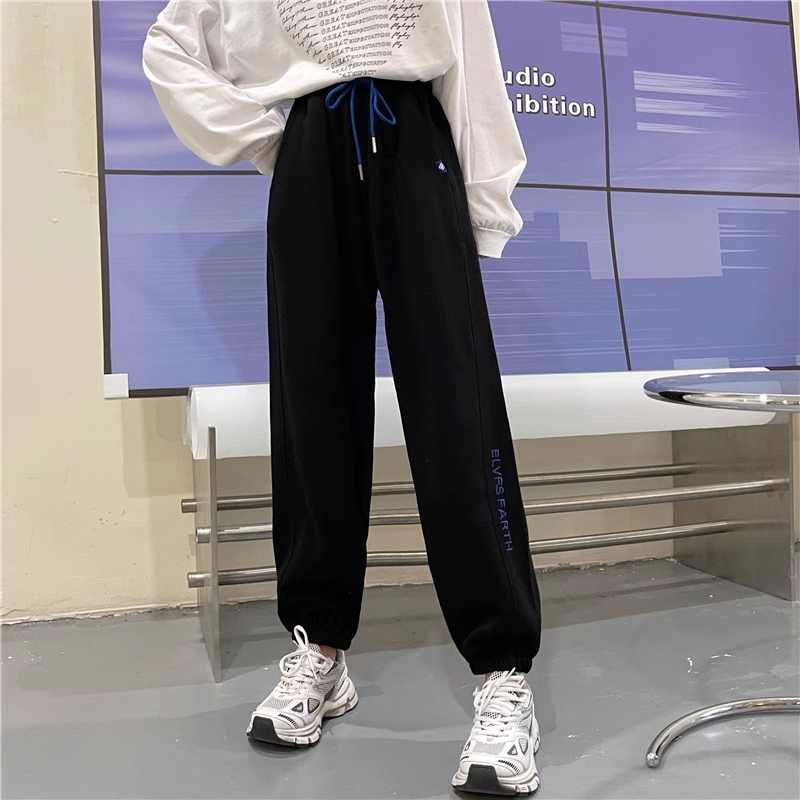 Actual shot of autumn new loose wide-legged casual pants for women, ins trendy sweatpants