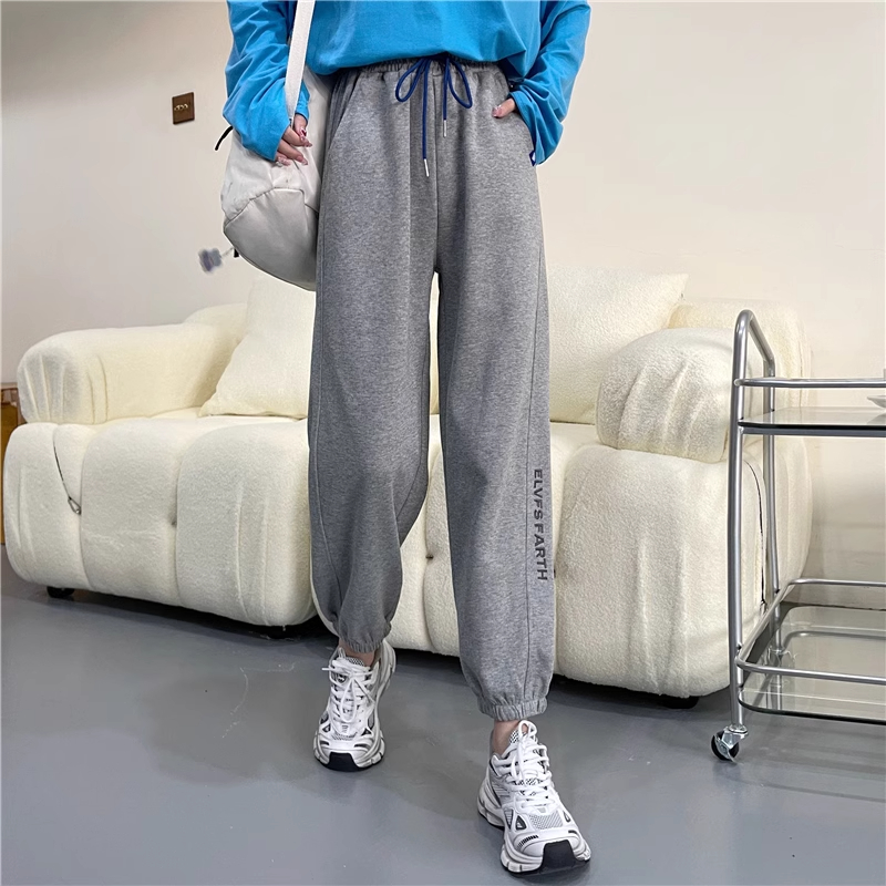 Actual shot of autumn new loose wide-legged casual pants for women, ins trendy sweatpants