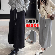 批发天猫品质孕妇秋季百搭韩系宽松绳子毛圈棉半身裙春<b class='q'>夏</b>宽松托腹长裙