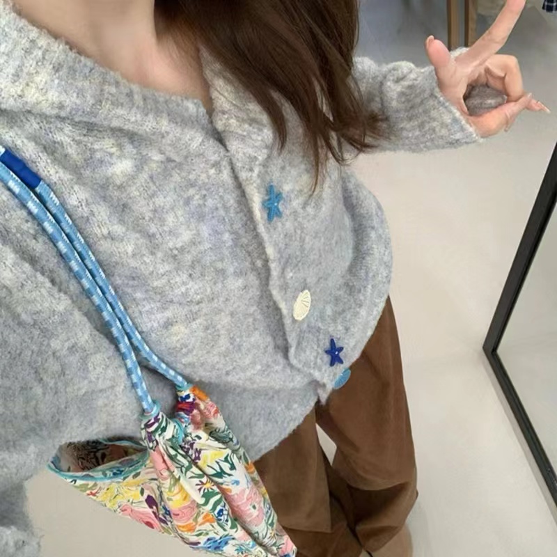 Sweet, warm and soft waxy cardigan sweater autumn new style loose and comfortable high waist design retro wide leg pants suit