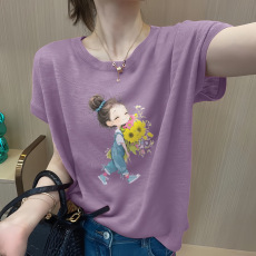 批发大码女装2026夏新款女士纯棉短袖t恤胖mm遮肚子藏肉宽松显瘦体恤