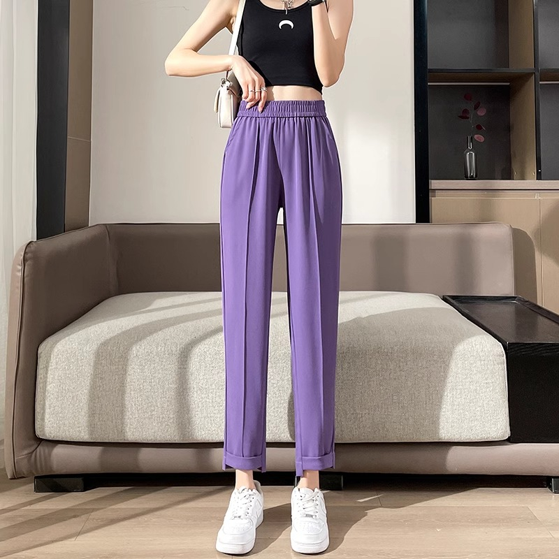 Original workmanship, new style suit trousers, autumn style, loose, high-waisted, slimming, ice silk drape, straight casual harem pants