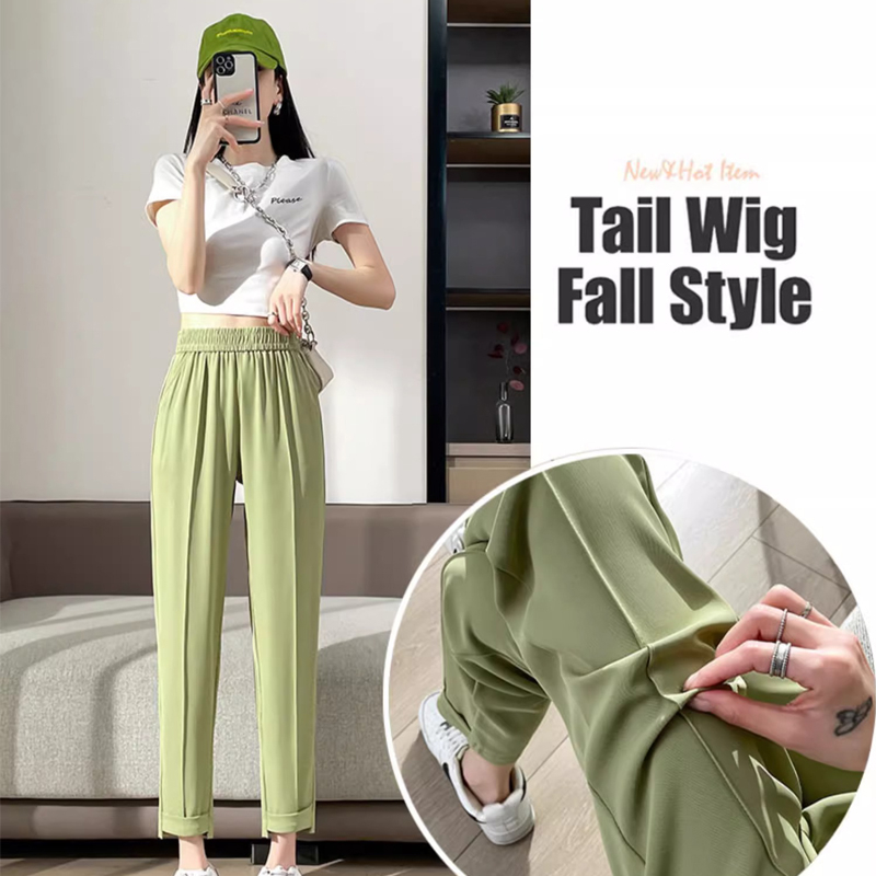 Original workmanship, new style suit trousers, autumn style, loose, high-waisted, slimming, ice silk drape, straight casual harem pants