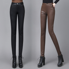 批发实拍大码秋冬哑光高腰加绒皮裤女2024新款紧身PU加厚外穿<b class='q'>打底裤</b>