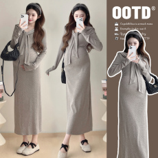 批发实拍~春季新品时尚显瘦针织设计感法式气质孕妇<b class='q'>连衣裙</b>