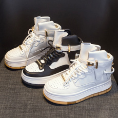 批发2024秋冬季新款真皮女鞋厚底加绒保暖运动<b class='q'>休闲</b>小白鞋货号