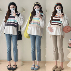 批发实拍~2025秋季新款拼接衬衣假两件宽松上衣