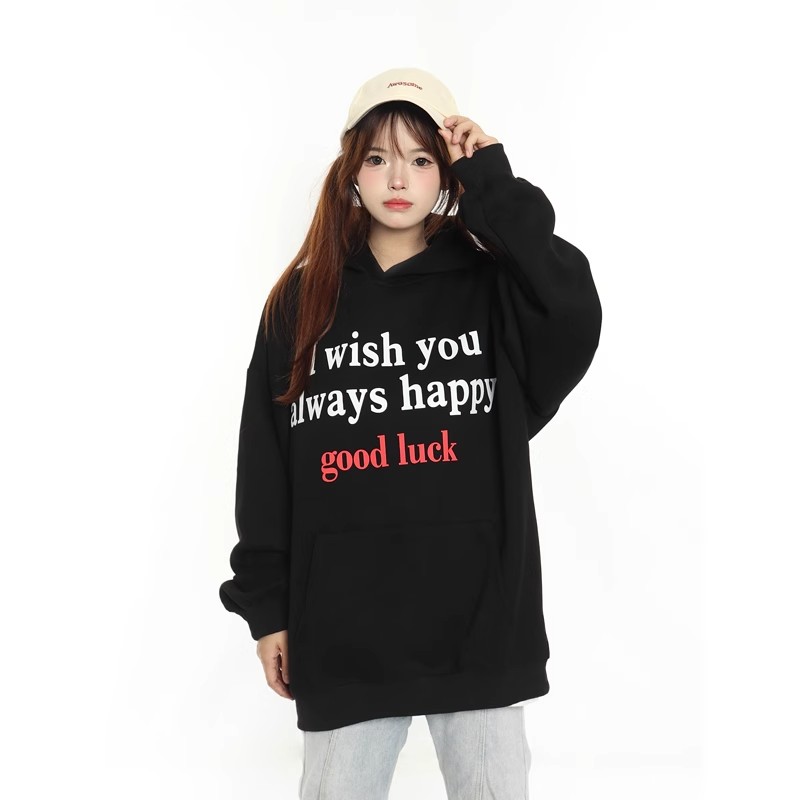 Super popular hooded oversize sweatshirt for women, loose and versatile autumn new printed lazy style long-sleeved top