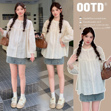 批发实拍新款高品质孕妇秋装甜美宽松时尚长袖娃娃衫绣花减龄百搭上衣