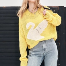 批发妖精的口袋天鹅套头针织衫女2026年春秋新款甜美软糯短款显瘦罩衫