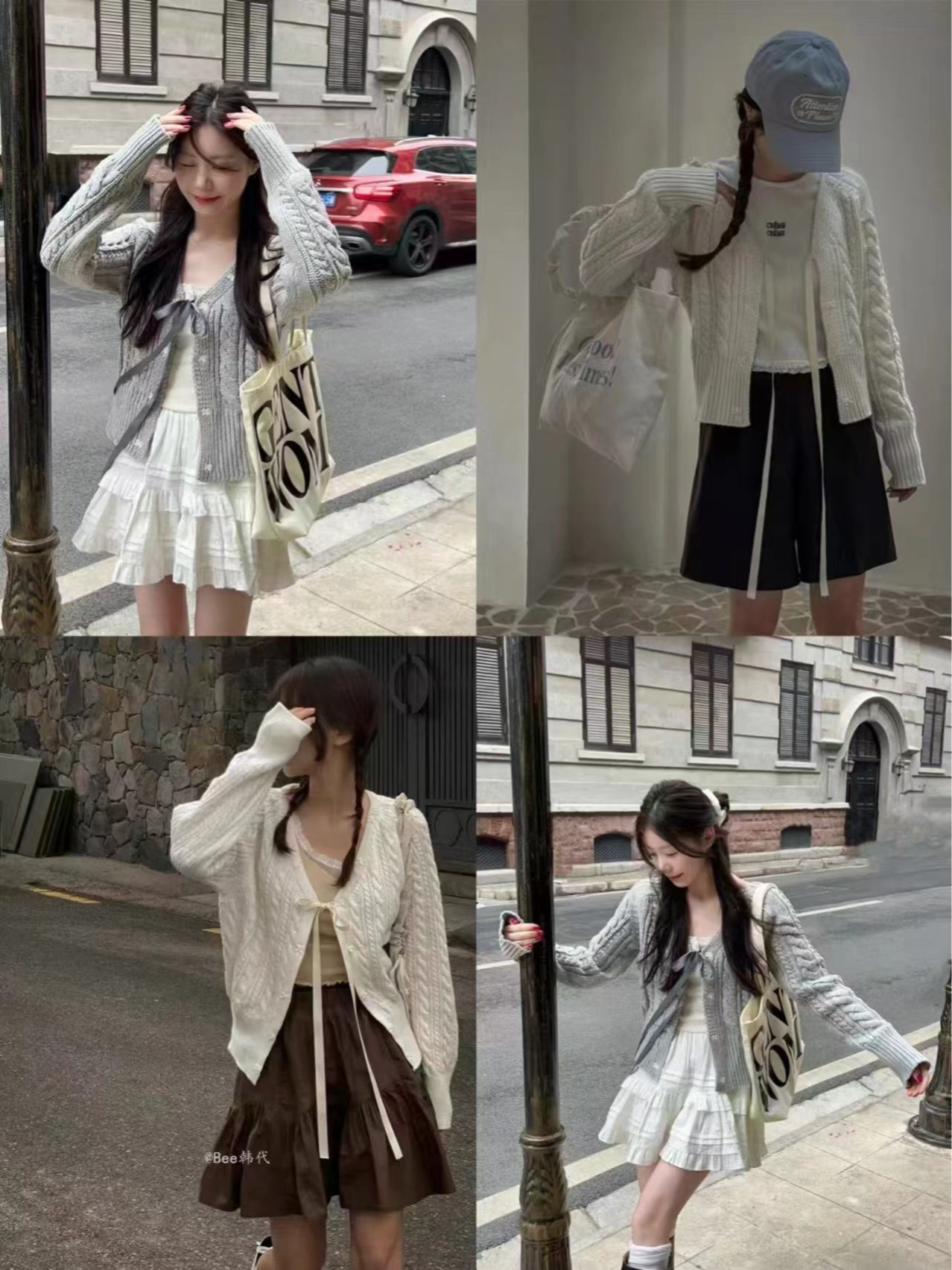 나비 넥타이 V넥 꽈배기 스웨터 오픈 가디건 봄 가을 부드러운 느긋한 루즈핏 외부 가져 가라. 쇼트 스타일 니트 맨위