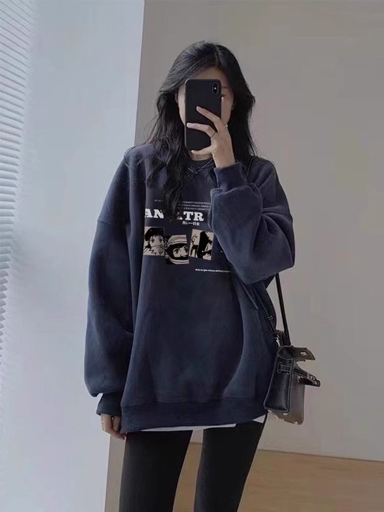 발 코드 원본 대외 무역 새로운 한국 스타일 작은 대중 캐주얼 후드티 여성 ins 느긋한 바람 디자인 센스 다용도 섹션