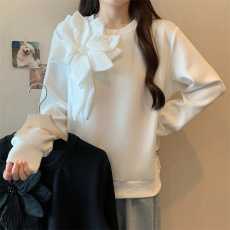 批发实拍大码女装显瘦减龄时尚重工艺韩版甜美宽松型圆领长袖卫衣秋冬