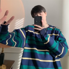 批发MLBINCLEA条纹卫衣夏季薄款美式潮牌长袖春秋港<b class='q'>风</b>T恤男圆领上衣服