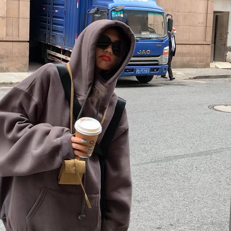 발 코드 원본 대외 무역 새로운 한국 스타일 작은 대중 캐주얼 후드티 여성 ins 느긋한 바람 디자인 센스 다용도 섹션