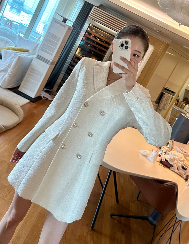 BY34927# 韩版小香风粗纺西装式连衣裙  服裝批發女裝批發服飾貨源