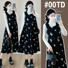 批发实拍大码孕妇灯芯绒背带裙孕妇两件套孕妇装孕妇套装孕妇打底