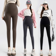 批发实拍孕妇裤春秋新款鲨鱼皮九分裤高弹修身<b class='q'>打底裤</b>无痕腰瑜伽裤