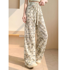 批发扎染<b class='q'>破洞</b>窄版阔腿裤女夏季2024新款薄款垂感慵懒松弛感休闲长裤子