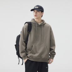 批发实拍2024秋冬纯色连帽卫衣男宽松百搭净版男女套头帽衫 8个颜色