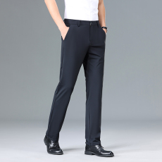 批发新款实拍高品质桑蚕丝透气舒适柔软商务直筒中老年西装长裤