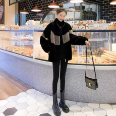 批发秋冬新款羊羔绒外套女绒衣加绒加厚大码女装卫衣宽松大衣拉链外套