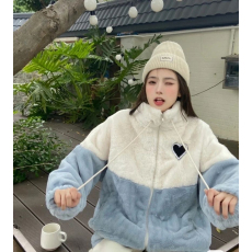 批发羊羔毛爱心外套少女冬季2026新款初中高中学生韩版宽松加厚棉服