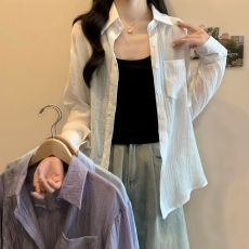 批发实拍2026早春装大码女装肌理感衣衬衫薄款长袖外搭开衫