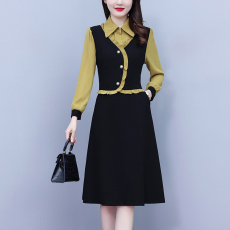 批发已出货 大码女装<b class='q'>连衣裙</b>2026秋季新款荷叶边裙长袖衬衫领中长裙
