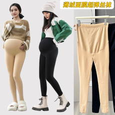 批发实拍300克面膜薄绒打底裤袜孕妇秋冬超弹加肥款打底九分袜子