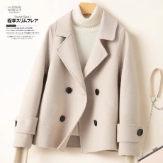 批发秋冬新款毛呢大衣<b class='q'>女</b>短款西装领赫本风小个子毛呢外套高端气质妈妈