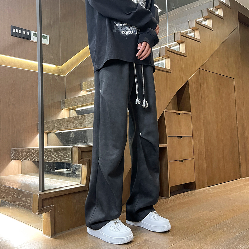 实拍美式高街扎染脏脏裤男新款宽松直筒大码阔腿裤男生休闲长裤