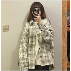 批发2026早春大码女装格子<b class='q'>衬衫</b>设计感法式<b class='q'>衬衣</b>长袖上衣