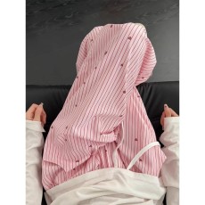 批发粉色条纹休闲<b class='q'>裤</b>子女夏季薄款宽松百搭高腰<b class='q'>显瘦</b>阔腿长<b class='q'>裤</b>