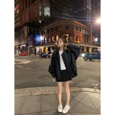 批发大码黑色pu皮衣新款2026爆款女秋冬机车服美式外套小众皮夹克上衣
