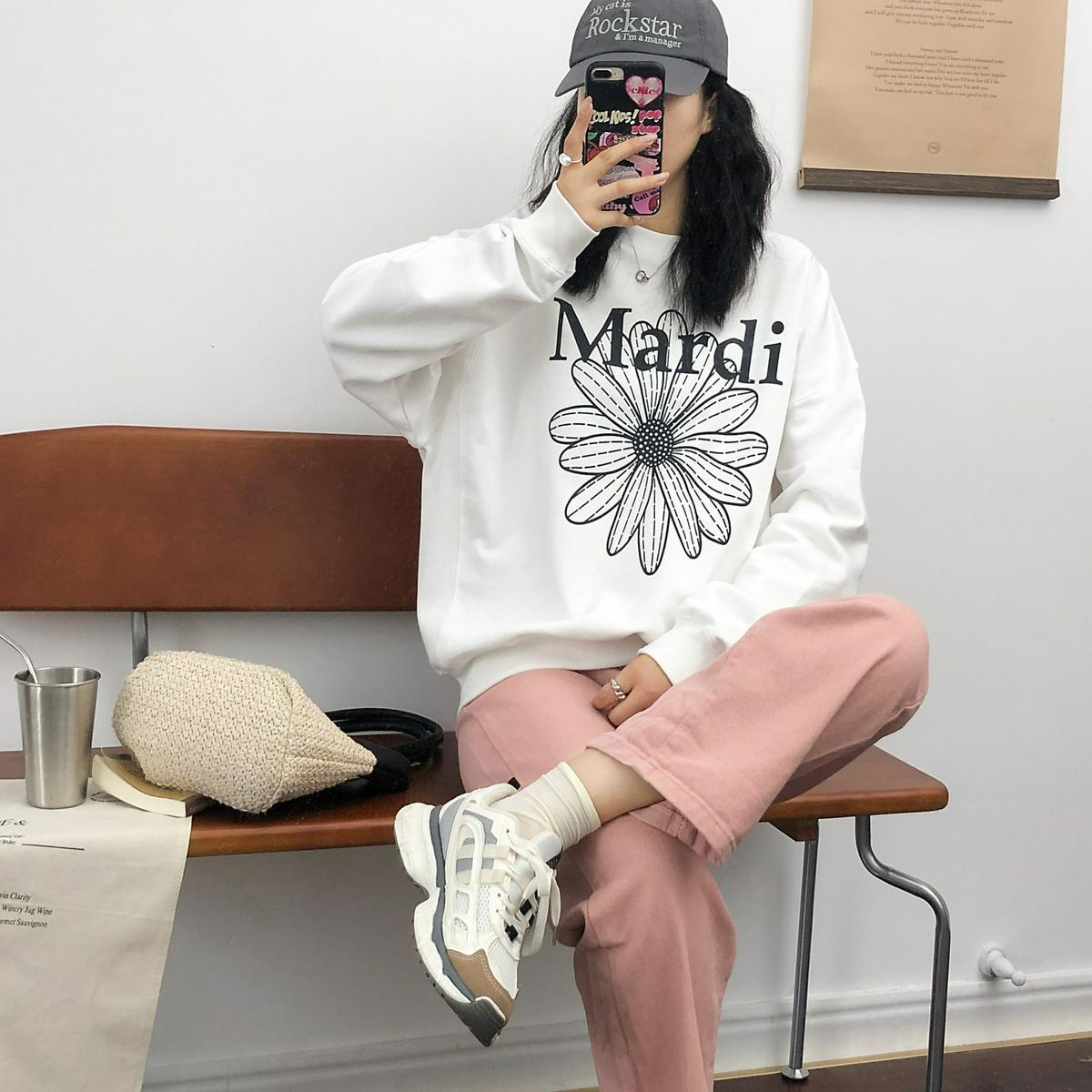 발 코드 원본 대외 무역 새로운 한국 스타일 작은 대중 캐주얼 후드티 여성 ins 느긋한 바람 디자인 센스 다용도 섹션