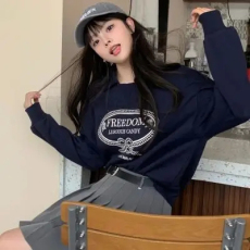 批发足码原版外贸<b class='q'>新款</b>韩版小众休闲卫衣<b class='q'>女</b>ins慵懒风设计感百搭款