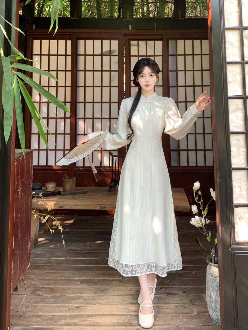 실사 빅 사이즈 여성 의류 국풍 드레스 가을 품격 젠 여성 의류 단추 새로운 중식 개선 치파오 드레스
