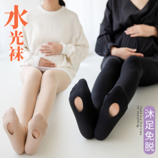 批发实拍新款懒人免脱丝袜孕妇秋季丝袜三角裆提臀水光袜脚底破洞