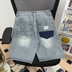 批发夏季水洗复古破洞牛仔短裤男宽松大码阔腿直筒中裤休闲百搭五分裤