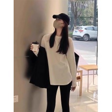 批发280克纯棉白色长袖孕妇T恤秋<b class='q'>冬</b>新款卫衣内搭孕妇打底衫孕妇上衣