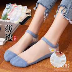 批发<b class='q'>水晶</b>玻璃丝袜子女夏季百搭薄款小雏菊丝<b class='q'>袜</b>浅口船<b class='q'>袜</b>女隐形短筒<b class='q'>袜</b>潮